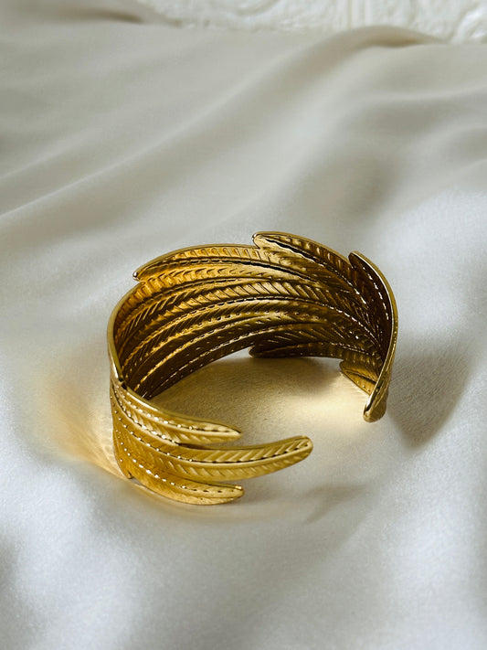 ASTRA FERN STATEMENT CUFF BANGLE (SMALL SIZE)
