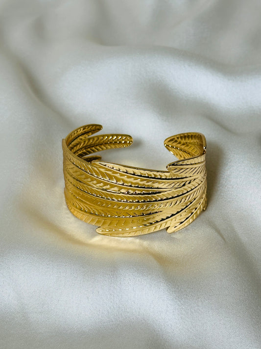 ASTRA FERN STATEMENT CUFF BANGLE (SMALL SIZE)