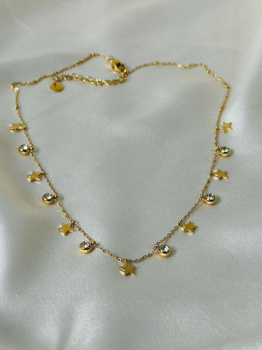 Crystal Drop Star Necklace