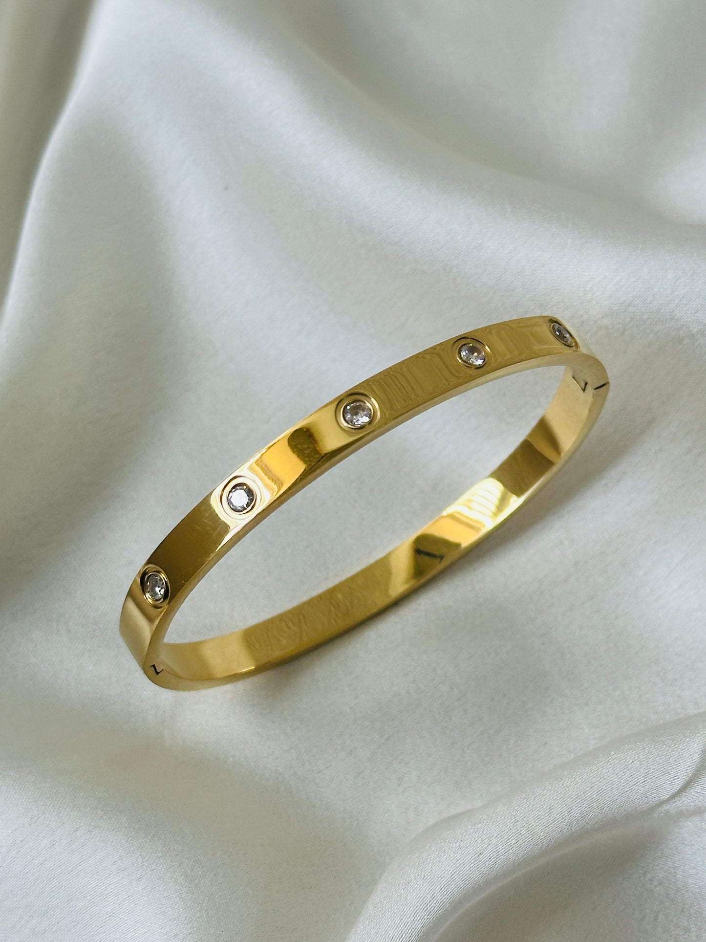 Studded Gold-Plated Bracelet/Kada